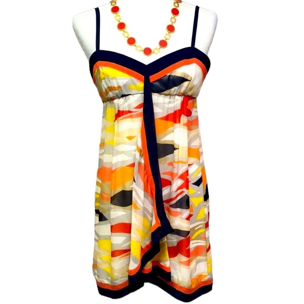 BCBG Cascading Front Silk Short Dress